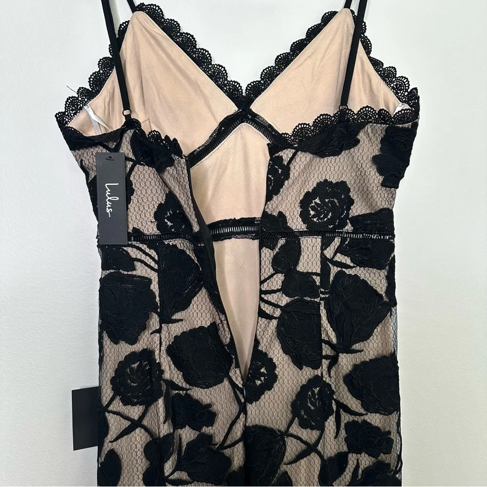 NEW Lulus Alluring Dream Black Floral Mesh Lace Trumpet Midi Dress - Picture 9 of 10